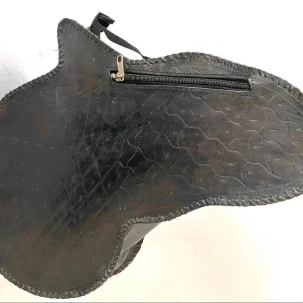 Handmade unisex black brown leather backpack